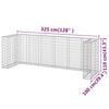vidaXL Muro gaviones para contenedor basura galvanizado 325x100x110 cm