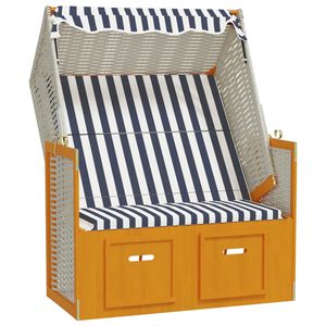 vidaXL Silla playa Strandkorb dosel rat&aacute;n sint&eacute;tico madera blanco azul