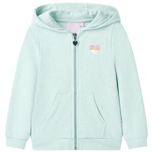 Sudadera de ni&ntilde;os con capucha cremallera verde menta claro mezcla 92