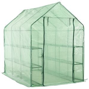 vidaXL Invernadero accesible con 12 estantes acero 143x214x196 cm