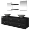 vidaXL Conjunto de muebles de ba&ntilde;o y lavabo 7 piezas negro