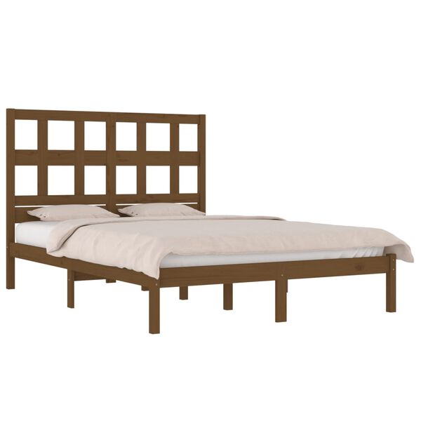 vidaXL Estructura de cama madera maciza de pino marr&oacute;n miel 200x200 cm