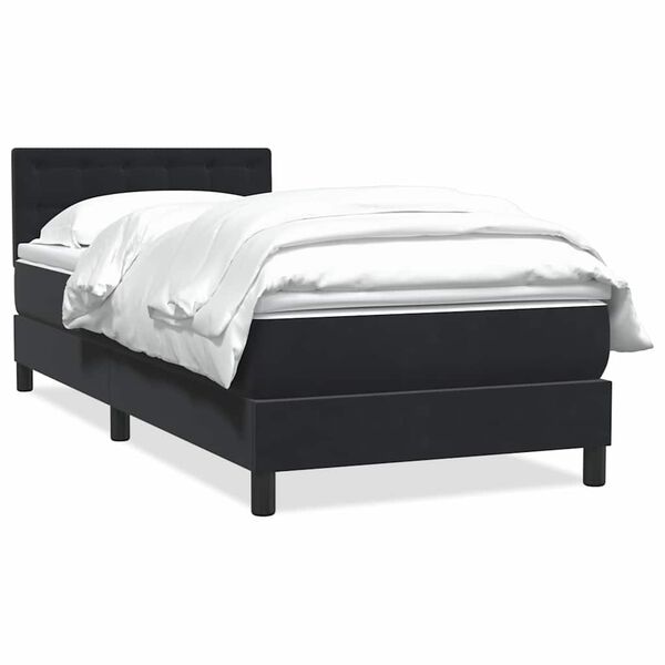 vidaXL Cama box spring con colch&oacute;n cuero sint&eacute;tico negro 80x220 cm