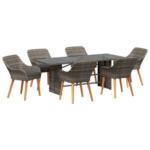 vidaXL Conjunto de Comedor de Jardín 7 pcs Gris ratán sintético
