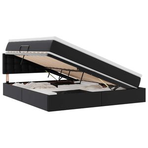 vidaXL Cama con almacenamiento y LED con colch&oacute;n Negro 180 x 200 cm