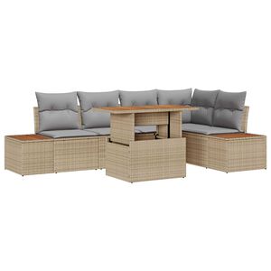 vidaXL Conjunto de Comedor de Jard&iacute;n con coj&iacute;n 6 pcs Beige y gris