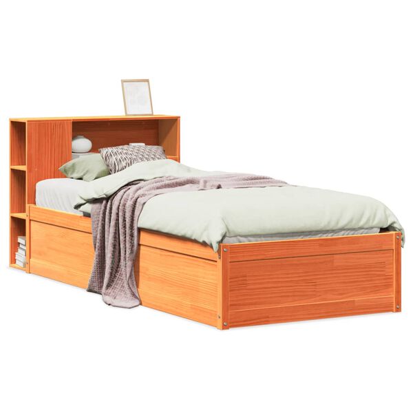 vidaXL Cama sin colch&oacute;n madera maciza de pino marr&oacute;n cera 100x200 cm