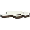 vidaXL Set muebles de jard&iacute;n 6 piezas y cojines rat&aacute;n sint&eacute;tico marr&oacute;n