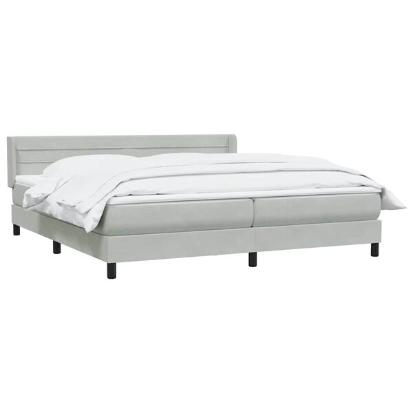 vidaXL Cama box spring con colch&oacute;n terciopelo gris claro 180x210 cm