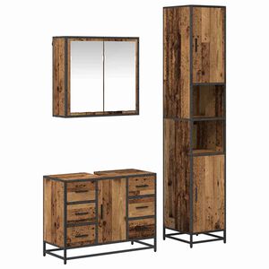 vidaXL Juego de muebles de ba&ntilde;o con caj&oacute;n 3 pcs Madera envejecida