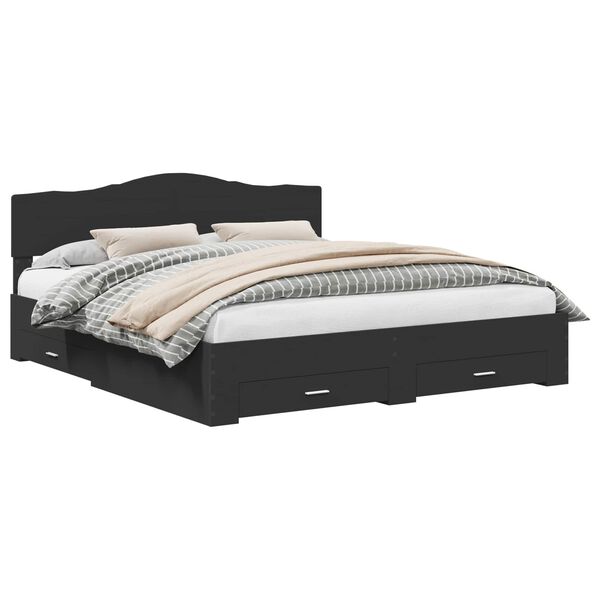 vidaXL Estructura de cama Negro 200 x 200 cm Madera de ingenier&iacute;a