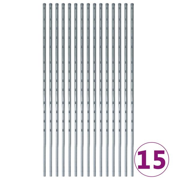 vidaXL Valla con postes de hierro recubierto de zinc 50 m 120/10/30