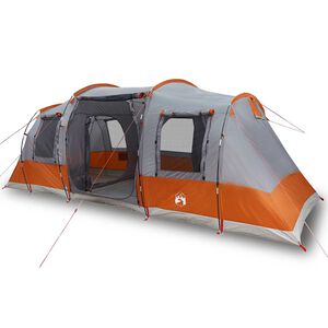 vidaXL Tienda de campa&ntilde;a con t&uacute;nel 4 personas impermeable gris naranja