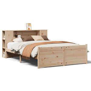 vidaXL Cama con estanter&iacute;a sin colch&oacute;n madera maciza de pino 120x200cm