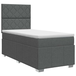 vidaXL Cama box spring con colch&oacute;n Gris oscuro Individual Tela