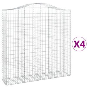 vidaXL Cestas de gaviones 4 uds forma de arco hierro 200x50x200/220 cm