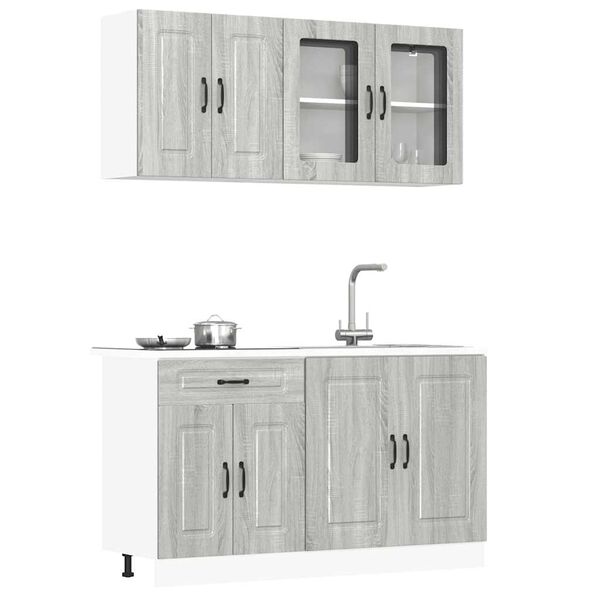 vidaXL Mueble cocina Kalmar sonoma gris 4 pzas madera contrachapada