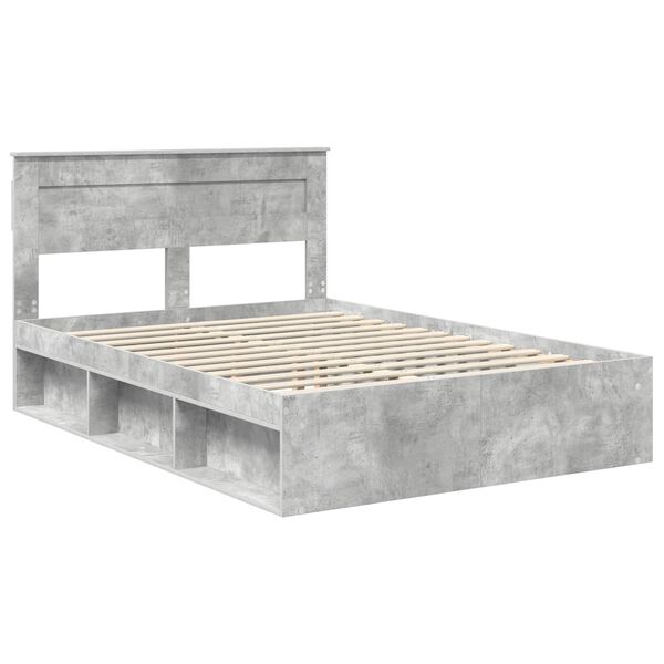 vidaXL Estructura de cama con colchón Gris concreto 150 x 200 cm