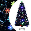 vidaXL &Aacute;rbol de Navidad copos de nieve LED fibra &oacute;ptica negro 120 cm