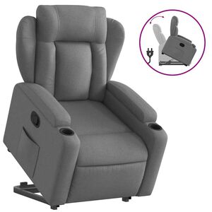 vidaXL Sill&oacute;n reclinable elevable de tela gris oscuro