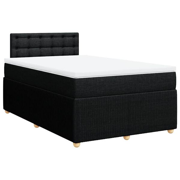 vidaXL Cama box spring con colch&oacute;n tela negro 120x200 cm