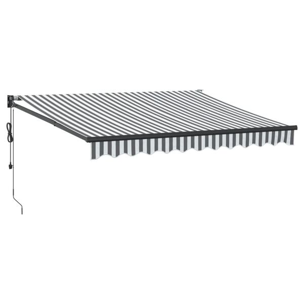 vidaXL Toldo retr&aacute;ctil aluminio y tela gris antracita y blanco 3x2,5 m