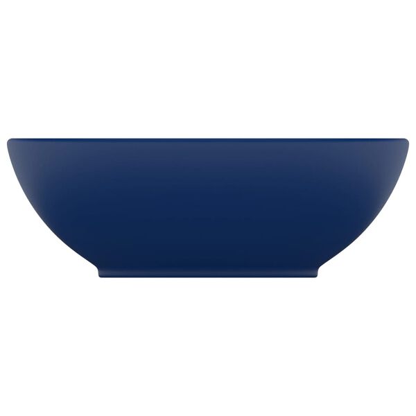 vidaXL Lavabo de lujo ovalado cer&aacute;mica azul oscuro mate 40x33 cm