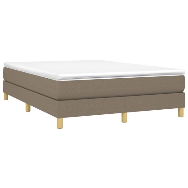 vidaXL Cama box spring con colch&oacute;n tela gris taupe 140x200 cm