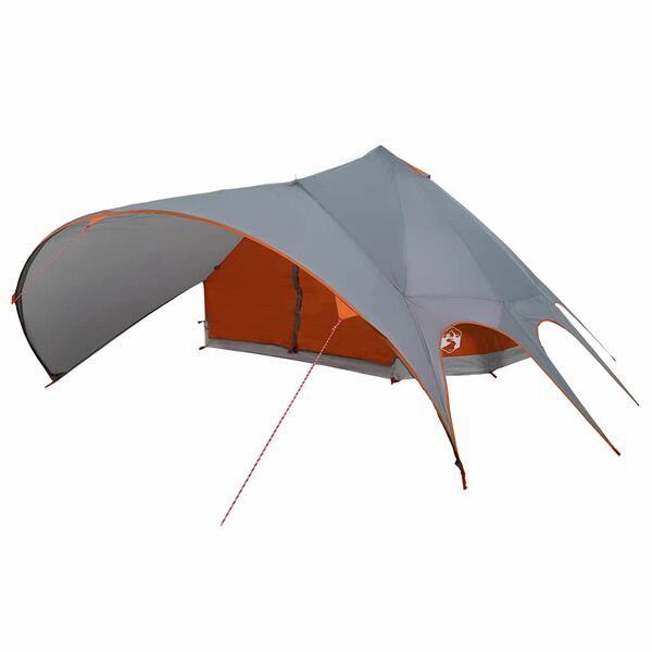 vidaXL Tienda de campa&ntilde;a tipo teepee para 9 personas Gris y naranja