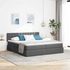 vidaXL Cama con tira de luces LED Gris oscuro 180 x 200 cm tela