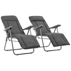 vidaXL Sillas plegables con cojines, 2 unidades, color gris.