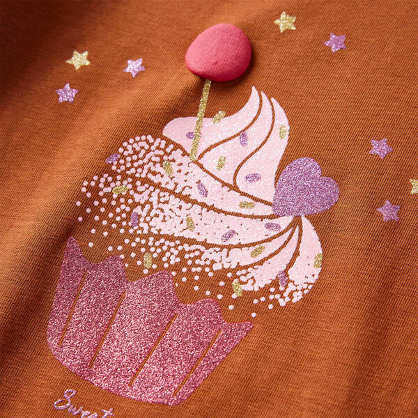 Camiseta infantil de manga larga color coñac 92