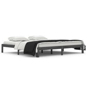 vidaXL Estructura de cama sin colch&oacute;n madera de pino gris 200x200 cm