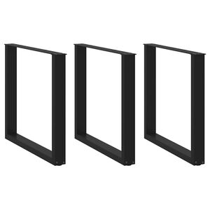 vidaXL Patas para mesa de comedor en forma de U (3 unidades), color negro, 80 x (72-73) cm, acero