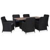idaXL Juego de comedor de jard&iacute;n 7 piezas rat&aacute;n sint&eacute;tico negro