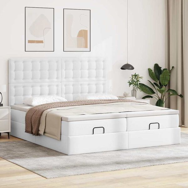 vidaXL Estructura cama otomana colchones blanco puro 160x200cm