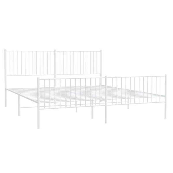 vidaXL Estructura cama sin colch&oacute;n con estribo metal blanco 193x203 cm