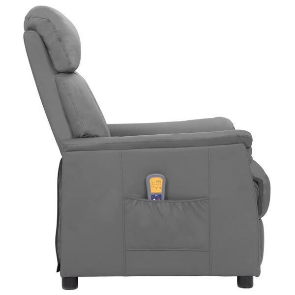 vidaXL Sill&oacute;n de masaje de cuero sint&eacute;tico gris