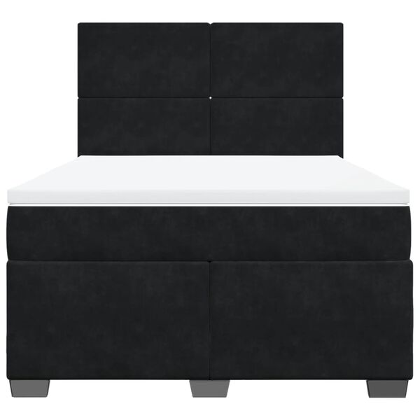 vidaXL Cama box spring con colch&oacute;n terciopelo negro 140x190 cm