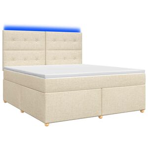 vidaXL Cama box spring con colch&oacute;n Crema 140 x 190 cm Tela