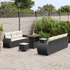 vidaXL Conjunto de sofá de jardín 10 pcs Negro y crema ratán sintético
