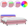 vidaXL Cama box spring con colch&oacute;n y LED terciopelo rosa 180x220 cm