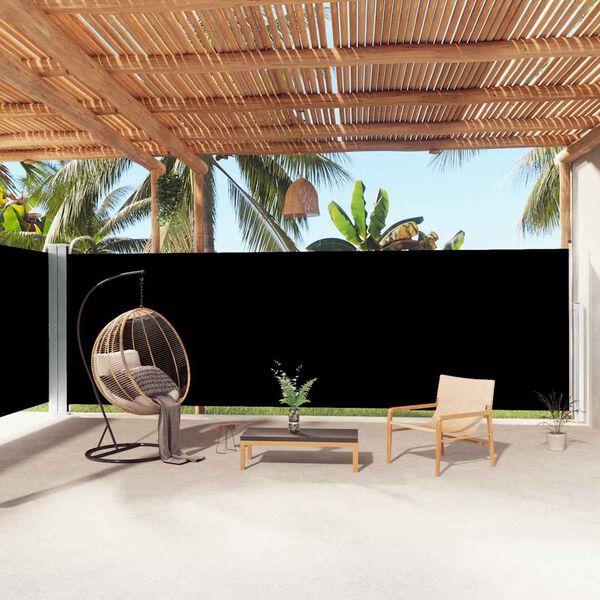 vidaXL Toldo lateral retráctil negro 200x1000 cm