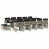 vidaXL Set comedor jard&iacute;n y cojines 15 pzas rat&aacute;n sint&eacute;tico gris claro