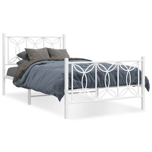 vidaXL Estructura cama sin colch&oacute;n con estribo metal blanco 107x203 cm