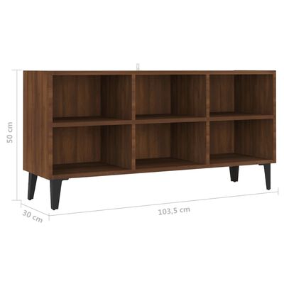 vidaXL Mueble de TV con patas de metal marrón roble 103,5x30x50 cm