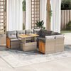 vidaXL Set sof&aacute;s jard&iacute;n y cojines 9 pzas rat&aacute;n sint&eacute;tico acacia beige