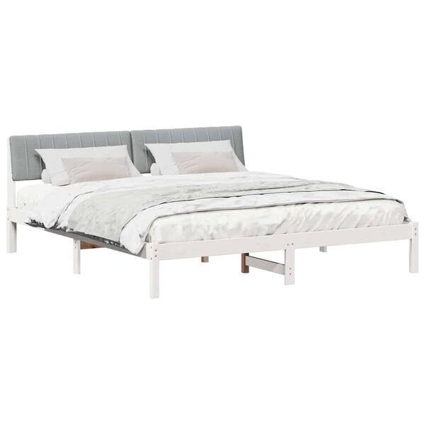 vidaXL Estructura de cama con cabecera y gris claro 180 x 200 cm