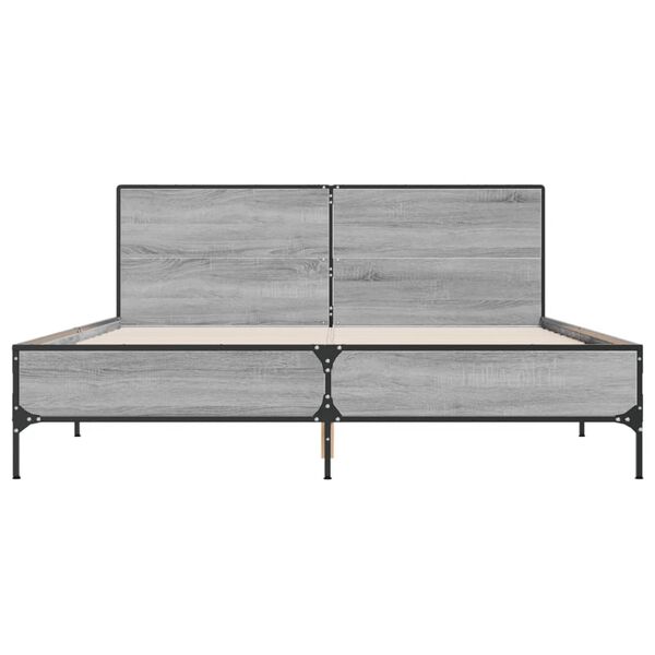 vidaXL Estructura cama madera ingenier&iacute;a metal gris Sonoma 160x200 cm