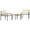 vidaXL Juego de muebles de exterior 3 uds. 2 plaza Blanco Crema